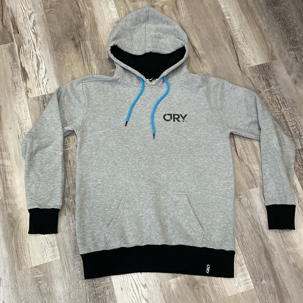 Cry Brand - Men’s BMX Hoodie - Logo on Back - Grey and Black - Size XXL